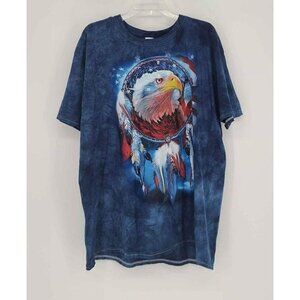 Gildan Soft Style Ring Spun Dream Catcher w/Eagle Blue Tie Dye Mens Shirt Sz 2XL